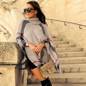 CUPSHE Plaid Poncho - O/S